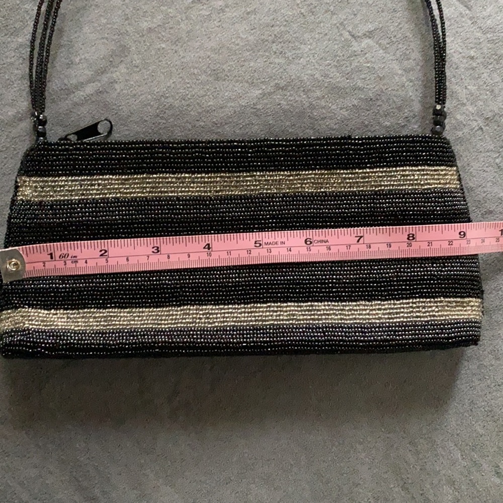 Evening bag ,Black and Silver beads. - Picture 5 of 7
